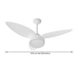 Ventilador de Teto Eco Inverter 3 Pás 105cm Branco Bivolt
