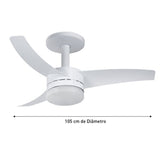 Ventilador de Teto Ultimate 3 Pás 105cm Branco Bivolt c/ Controle Remoto